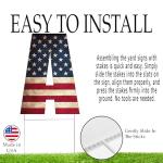 Rustic Large USA United States of America Patriotic Flag Yard Sign Home Decor Lawn Decoration With Stakes Memorial Veteran's Day 4th of July