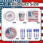 4th of July Party Supplies Set, Patriotic Theme Kit for Independence & Election Day Decorations, Includes Plates, Napkins, Cups, Patriotic & 4th of July Party Decorations-20 Guests (Light Blue)