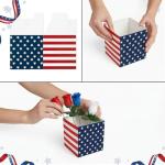 HTPARY Red White and Blue Patriotic Table Centerpiece Decor American Flag Box Decorations with 36 Artificial for 4th of July Memorial Day Home Party