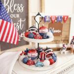 Valery Madelyn 4th of July Tree Decorations for Patriotic Memorial Day Ornaments, 35Pcs Red White Blue Shatterproof Top Hat Star Americana Hanging Ball Decor for Independence Day USA 250th Anniversary