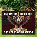 Rngmsi 250th Anniversary Yard Sign with H Stakes, Patriotic American Eagle Yard Sign, 1776-2026 250 Years of Blessings Eagle Double Sided Sign for Garden Lawn Yard Parade (17 × 12 Inches)