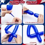 Charnoel 200 Pcs 4th of July Party Decoration 260Q Long Latex Balloons 250th Anniversary USA Patriotic DIY Decoration Red Blue White Balloons for American Patriotic Party Supplies (4th of July)