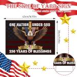 Rngmsi 250th Anniversary Yard Sign with H Stakes, Patriotic American Eagle Yard Sign, 1776-2026 250 Years of Blessings Eagle Double Sided Sign for Garden Lawn Yard Parade (17 × 12 Inches)