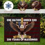 Rngmsi 250th Anniversary Yard Sign with H Stakes, Patriotic American Eagle Yard Sign, 1776-2026 250 Years of Blessings Eagle Double Sided Sign for Garden Lawn Yard Parade (17 × 12 Inches)