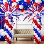 Charnoel 200 Pcs 4th of July Party Decoration 260Q Long Latex Balloons 250th Anniversary USA Patriotic DIY Decoration Red Blue White Balloons for American Patriotic Party Supplies (4th of July)