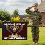 Rngmsi 250th Anniversary Yard Sign with H Stakes, Patriotic American Eagle Yard Sign, 1776-2026 250 Years of Blessings Eagle Double Sided Sign for Garden Lawn Yard Parade (17 × 12 Inches)