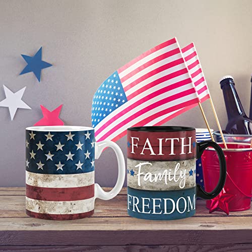 Patriotic 4th of July Ceramic Mugs - Set of 2