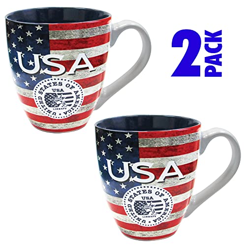 USA Patriotic Mug Set - American Flag Design