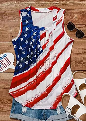 Patriotic Ruffled American Flag Tank Top for Women