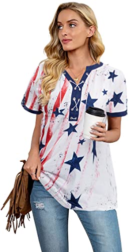 Patriotic Women's V-Neck American Flag T-Shirt