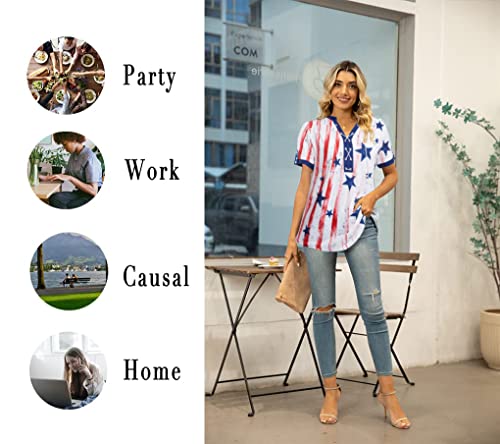 Patriotic Women's V-Neck American Flag T-Shirt