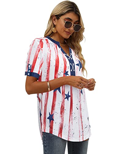 Patriotic Women's V-Neck American Flag T-Shirt