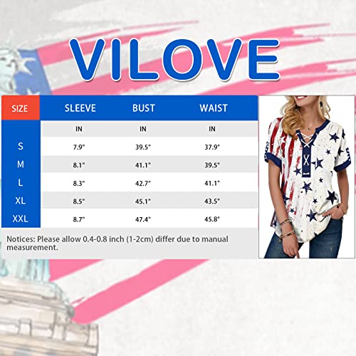 Patriotic Women's V-Neck American Flag T-Shirt