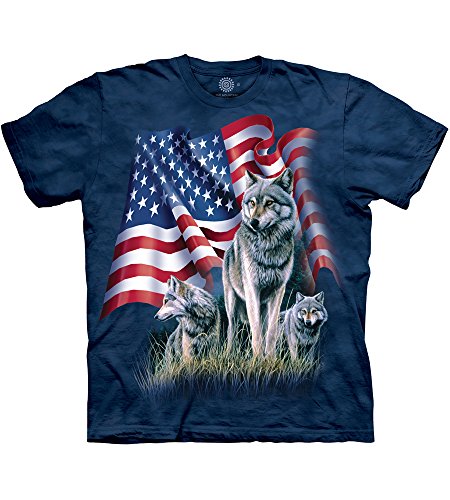 Mountain Wolf Flag Tee - Blue 2XL