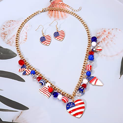 Patriotic Necklace & Earring Set for Women