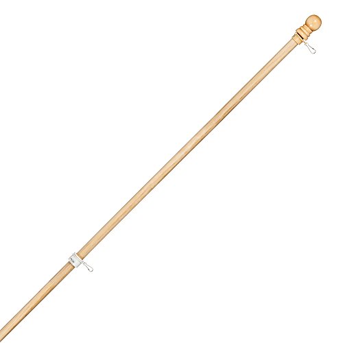 56" Solid Wood Flag Pole with Clips and Spinning Tube