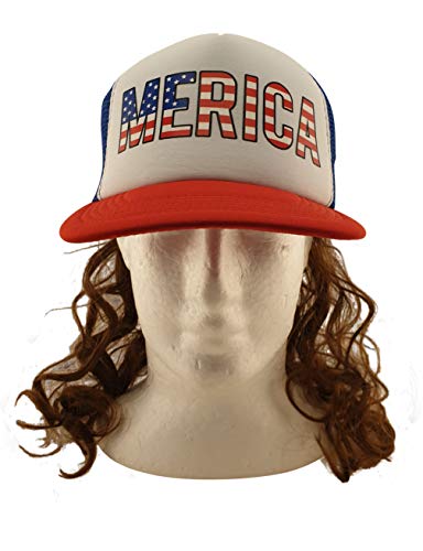 All American Mullet Hat Wig for 4th July
