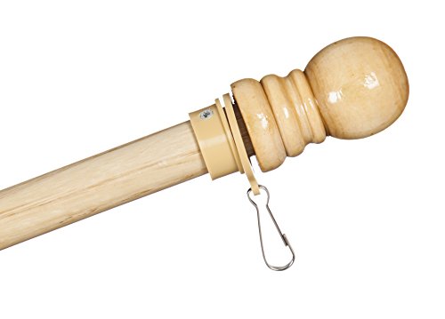 56" Solid Wood Flag Pole with Clips and Spinning Tube