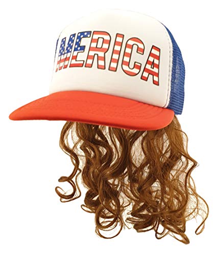 All American Mullet Hat Wig for 4th July