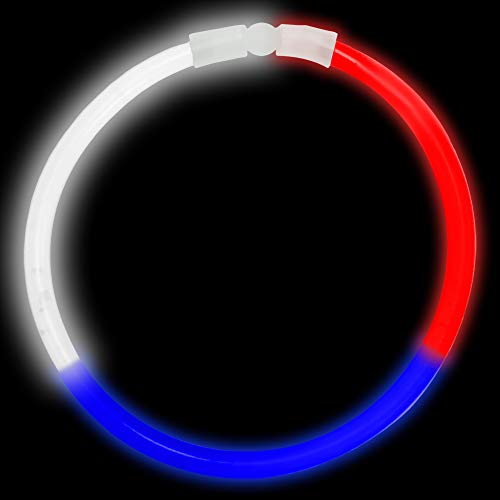 50 Red, White & Blue Glow Bracelets Bulk Pack