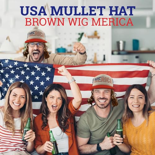 All American Mullet Hat Wig for 4th July
