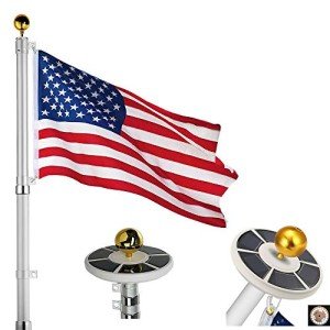 25Ft Telescopic Aluminum Flag Pole with Solar Lights