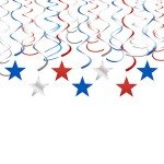 Red, Blue, and Silver Star Hanging Decorations Pack
