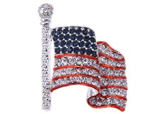 Silver Tone USA Flag Patriotic Pin Brooch