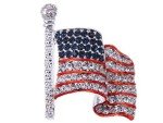 Silver Tone USA Flag Patriotic Pin Brooch