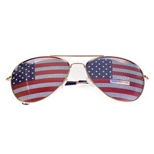 Goson American Flag Aviator Sunglasses (Gold)