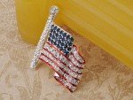 Silver Tone USA Flag Patriotic Pin Brooch