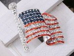 Silver Tone USA Flag Patriotic Pin Brooch