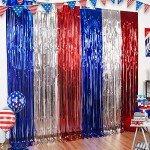Red, White, and Blue Tinsel Fringe Curtains