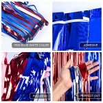 Red, White, and Blue Tinsel Fringe Curtains