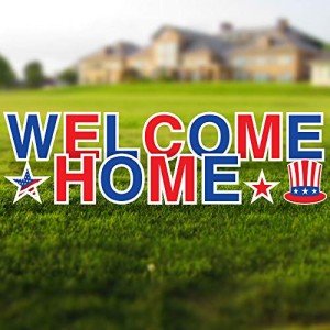 Patriotic Welcome Home Yard Sign Set with Stakes