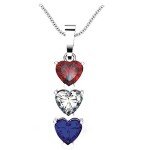 Sterling Silver Heart-Shaped Gemstone Pendant Necklace