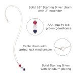 Sterling Silver Heart-Shaped Gemstone Pendant Necklace
