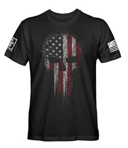 USA American Skull Patriotic Men's T-Shirt - Black