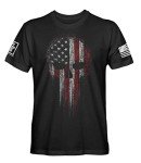 USA American Skull Patriotic Men's T-Shirt - Black