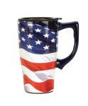 American Flag Ceramic Travel Mug for Coffee Lovers