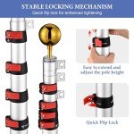 25ft Telescopic Aluminum Flag Pole with US Flags