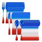 120pcs Red, White, and Blue Plastic Cutlery