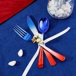 120pcs Red, White, and Blue Plastic Cutlery