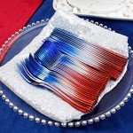 120pcs Red, White, and Blue Plastic Cutlery