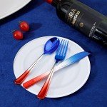 120pcs Red, White, and Blue Plastic Cutlery