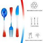120pcs Red, White, and Blue Plastic Cutlery