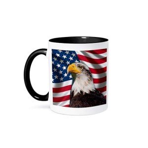 Patriotic USA Eagle and Flag Black Mug