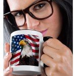 Patriotic USA Eagle and Flag Black Mug