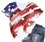 USA Flag V-Neck T-Shirt for Women