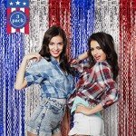 Patriotic 4th of July Tinsel Fringe Curtains Set